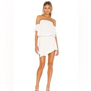 Amanda Uprichard Arielle Asymmetric Off Shoulder Mini Dress